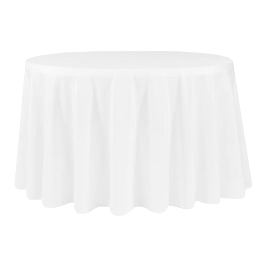 Economy Polyester Tablecloth 120" Round - White