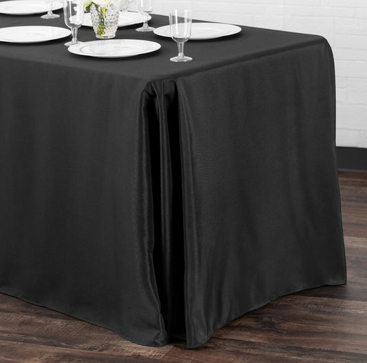 90"x132" Rectangular Oblong Premium Polyester Tablecloth - Black