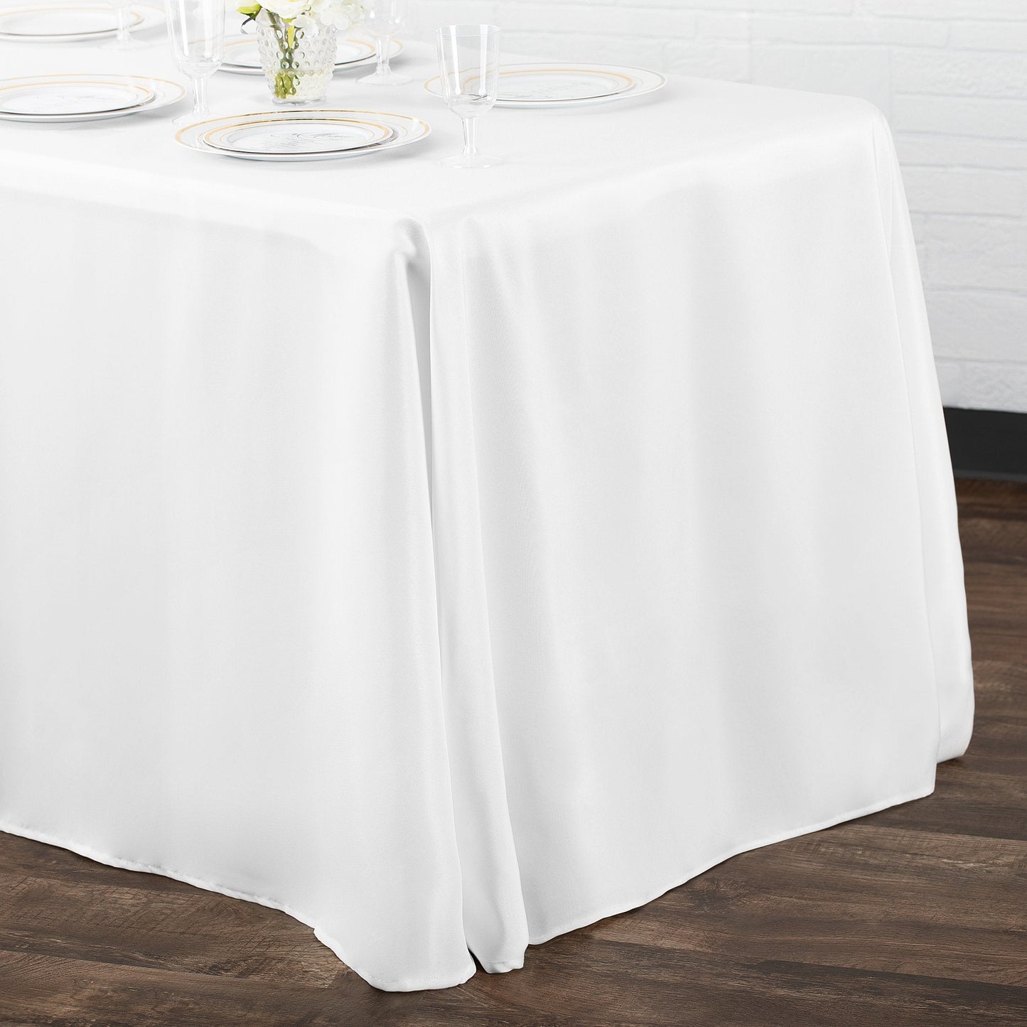 90"x156" Rectangular Oblong Premium Polyester Tablecloth - White