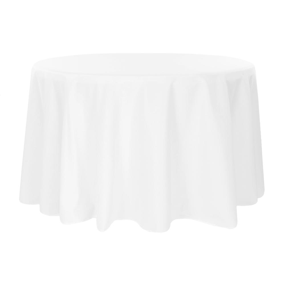 Round Premium Polyester 132" Tablecloth - White