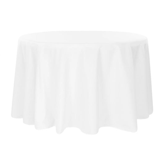 Round Premium Polyester 132" Tablecloth - White