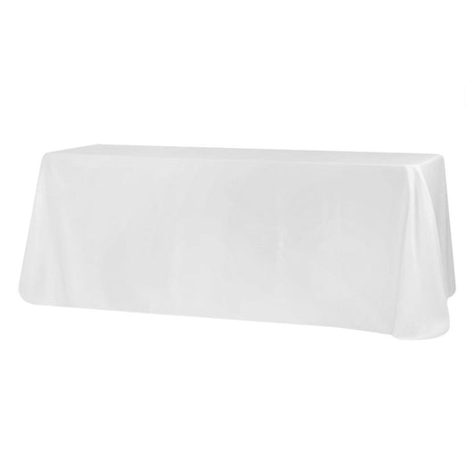 90"x132" Rectangular Oblong Premium Polyester Tablecloth - White